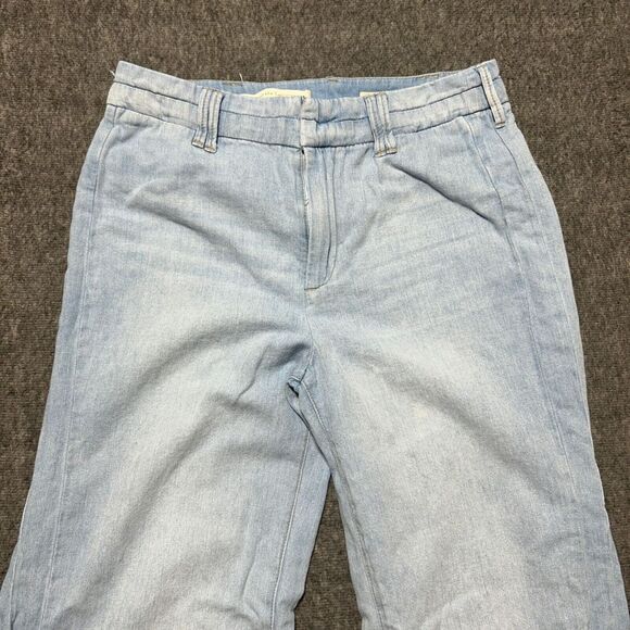 Pilcro And The Letterpress Wide Leg Pants Light Wash Size 27 Blue Cotton Linen - Picture 5 of 13